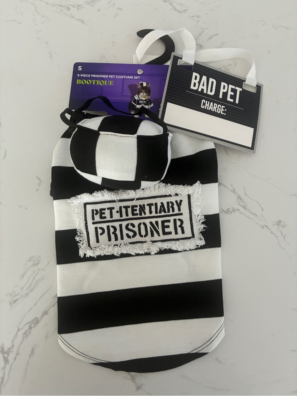 Bootique Petco Prisoner Pet Halloween Costume 3-Piece Set Size Small New
